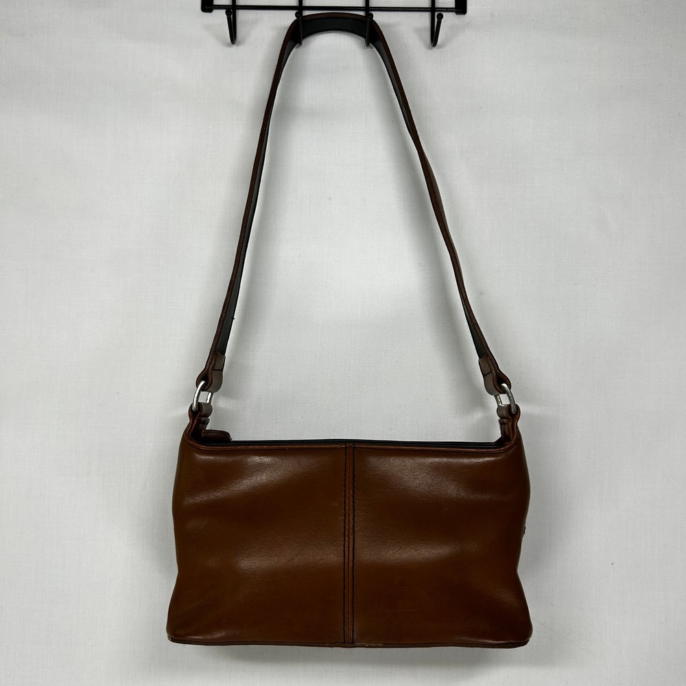 Vintage Brown Leather Minimalist Shoulder Bag Y2K Handbag